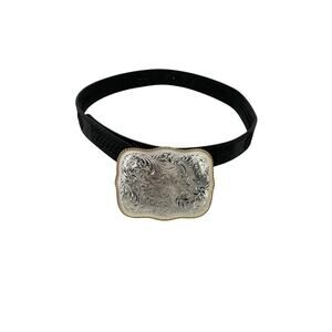 Montana Silversmiths 40 Years Belt Buckle Black Leather Belt Engraved